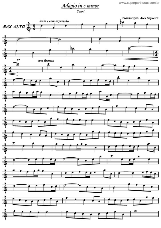 Super Partituras Adagio In C Minor (Yanni), sem cifra