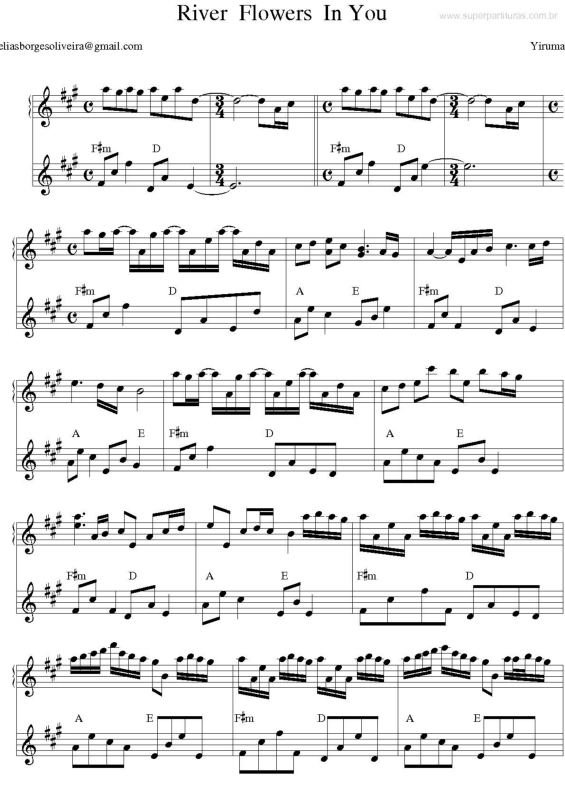 Super Partituras - River Flowers In You (Yiruma), com cifra