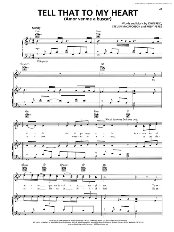 Tekst Piosenki Tell It To My Heart Super Partituras - Tell That To My Heart (Il Divo), com cifra