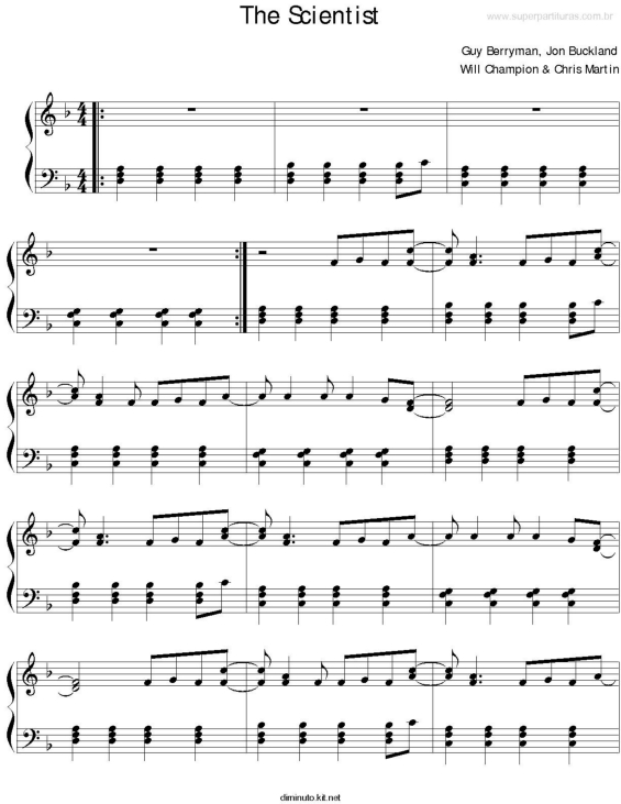 scientist coldplay piano sheet music pdf