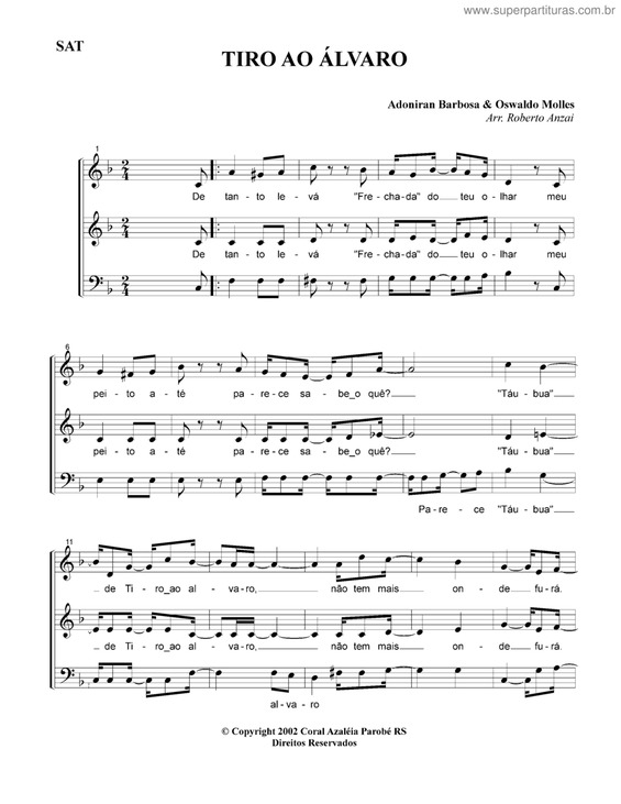 Super Partituras Tiro Ao Alvaro v.5 (Adoniran Barbosa), sem cifra