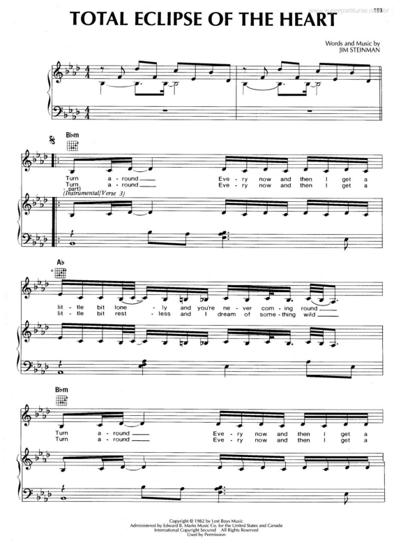 Super Partituras - Total Eclipse of the Heart v.2 (jim Steinman), com cifra