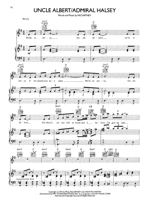 Super Partituras Uncle Albert/Admiral Halsey (Paul McCartney, Wings