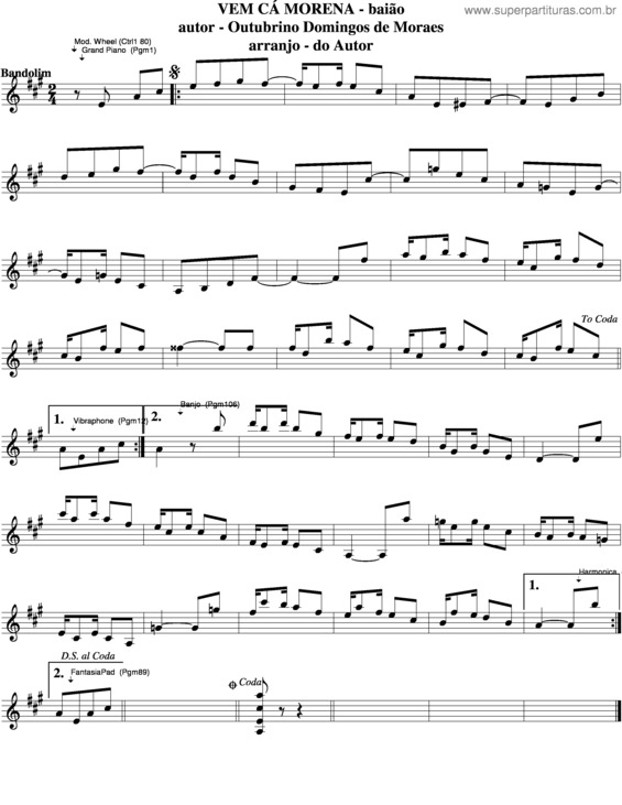 Super Partituras Vem Cá Morena v.3 (Outubrino Domingos de Moraes