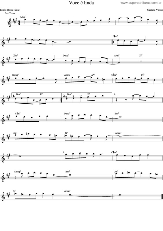 Super Partituras - Você É Linda v.4 (Caetano Veloso), com ...