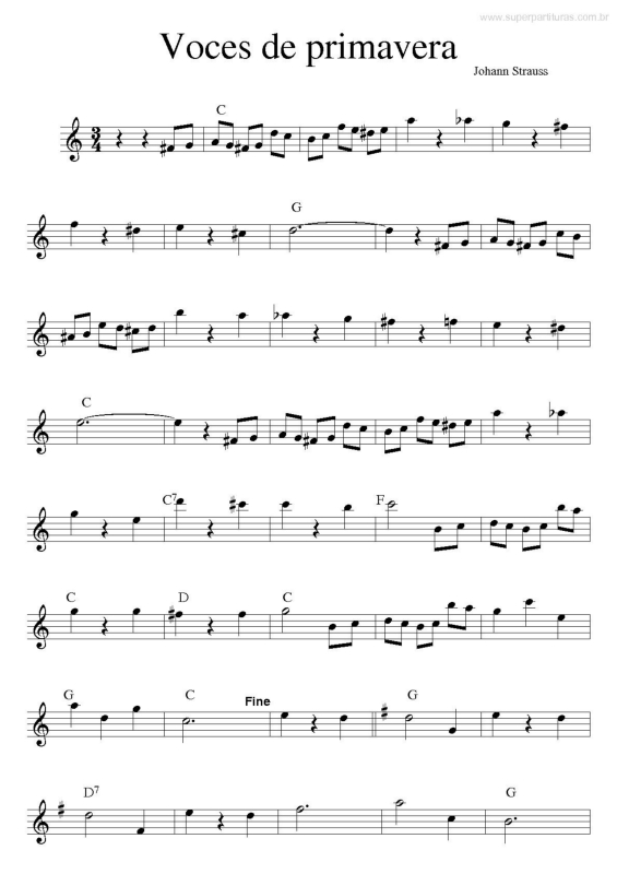 Super Partituras Voces de Primavera (Johann Strauss), com cifra