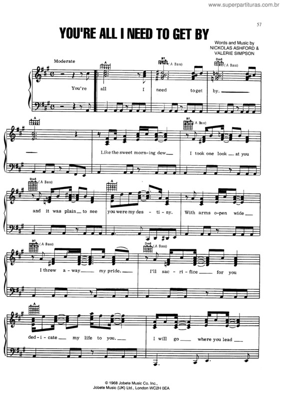 Super Partituras You`re All I Need To Get By (Aretha Franklin), com cifra