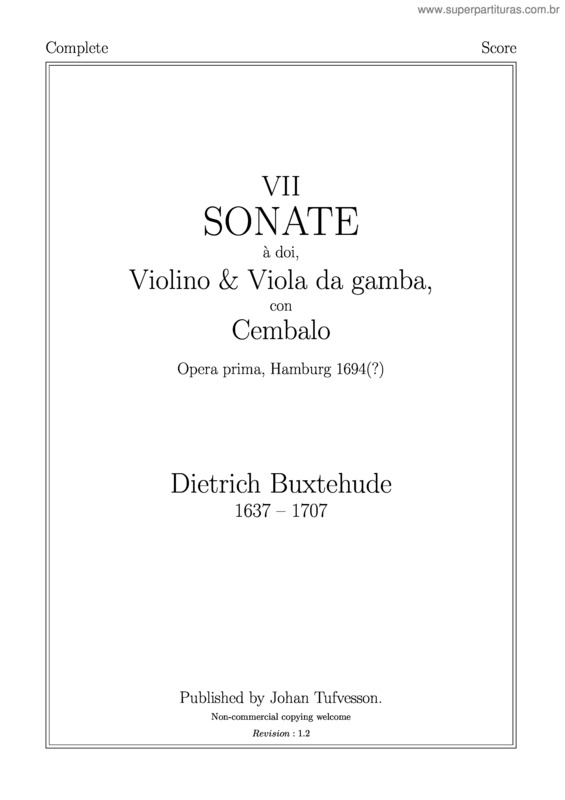 Super Partituras 7 Sonatas for Violin,Viola & Harpsichord (Dieterich