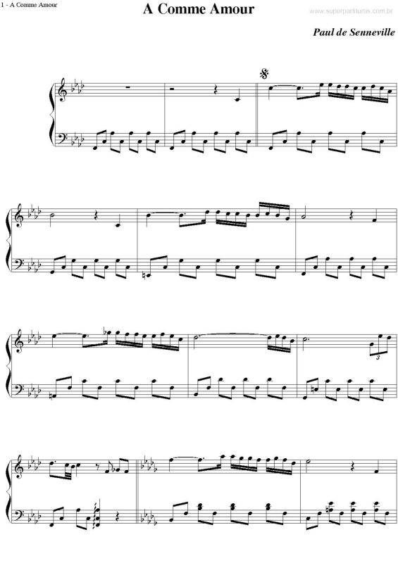 Super Partituras - Partitura da música A Comme Amour (Richard Clayderman). 