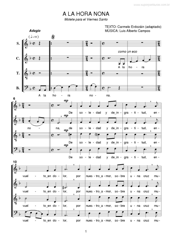 Super Partituras A La Hora Nona v.2 (Carmelo Erdozáin, Luis Alberto Campos), sem cifra