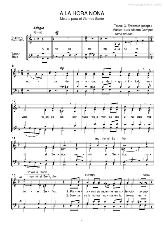 Super Partituras A La Hora Nona (Luis Alberto Campos, C. Erdozáin)