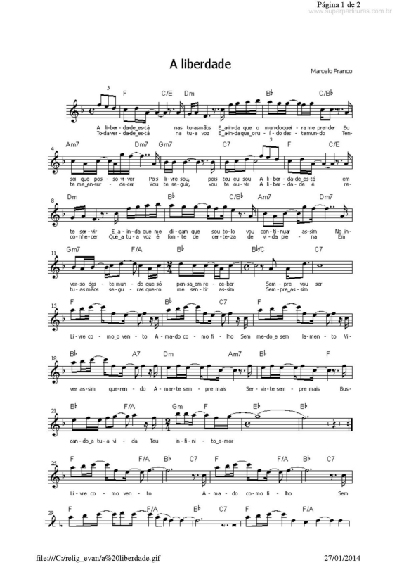 Super Partituras A Liberdade (Marcelo Franco), com cifra