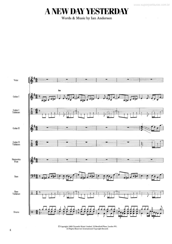 Super Partituras A New Day Yesterday v.2 (Ian Anderson, Jethro Tull