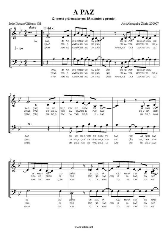 Super Partituras A Paz v.2 (Gilberto Gil, João Donato) Super Partituras A Paz v.2 (Gilberto Gil, João Donato)