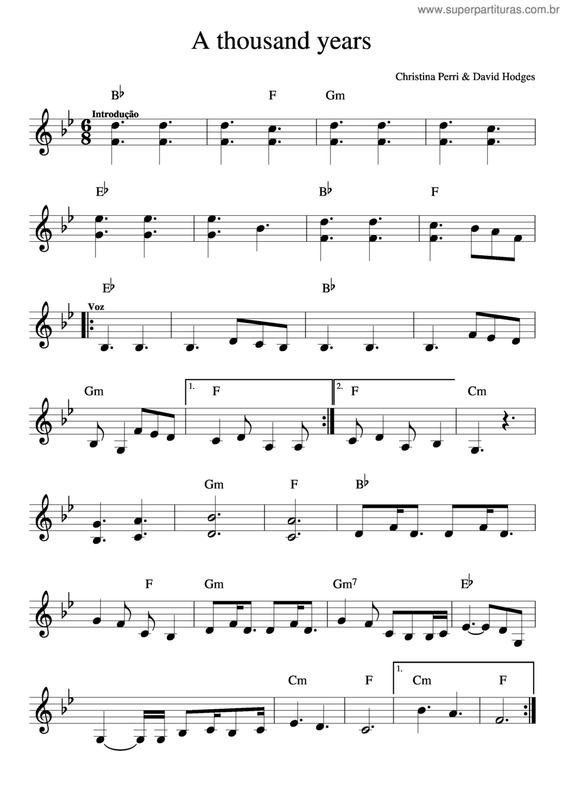 Super Partituras A Thousand Years v.18 (Christina Perri & David