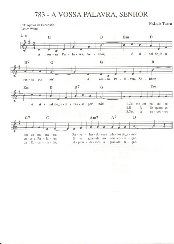 Super Partituras - A Vossa Palavra Senhor (Músicas Cristãs), com cifra