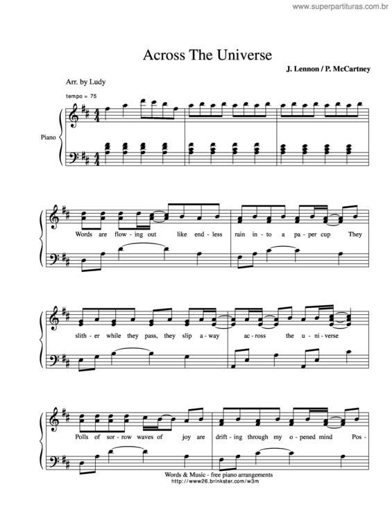 Super Partituras Across The Universe v.6 (The Beatles), com cifra