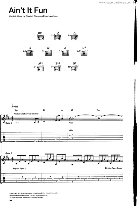 Super Partituras - Ain`t It Fun v.2 (Guns N` Roses), com cifra