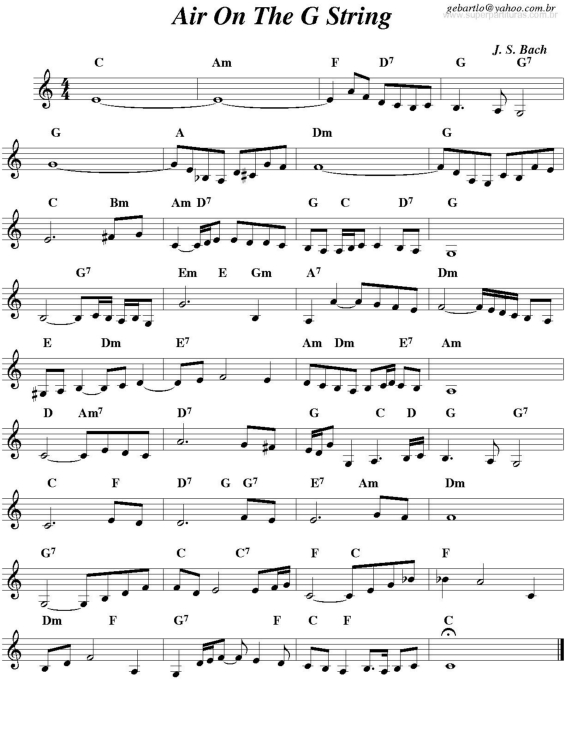 Bach Air On The G String Super Partituras - Air On The G String (Johann Sebastian Bach), com cifra