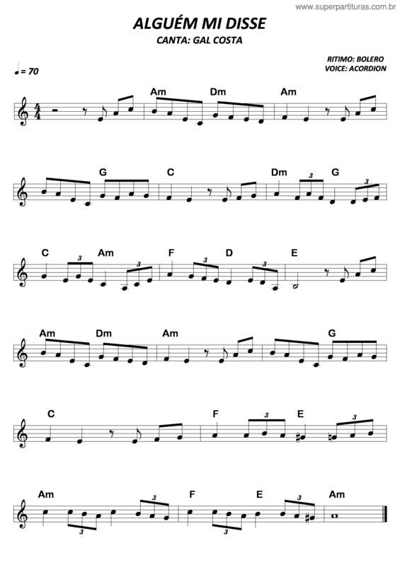 Super Partituras Alguém Mi Disse (Gal Costa), com cifra