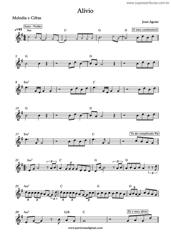 Super Partituras Alívio v.7 (Jessé Aguiar), com cifra