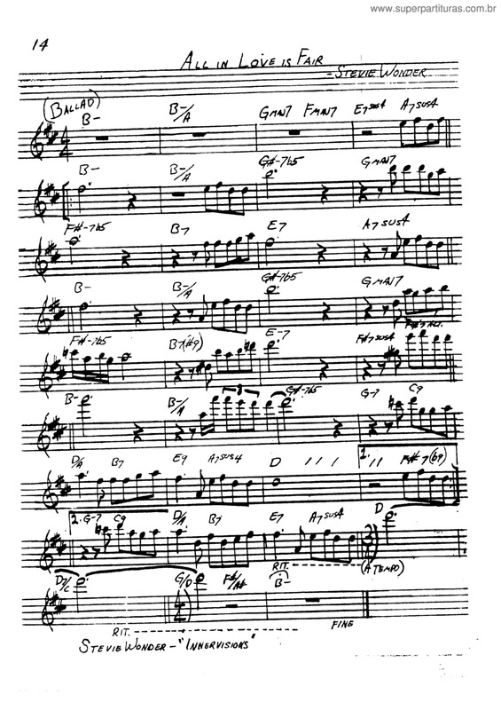 Super Partituras All In Love Is Fair (Stevie Wonder), com cifra