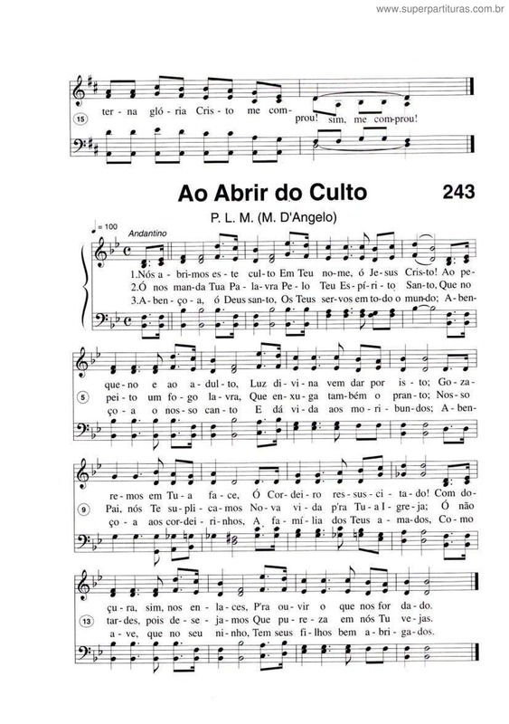 Super Partituras - Ao Abrir Do Culto (Harpa Cristã)