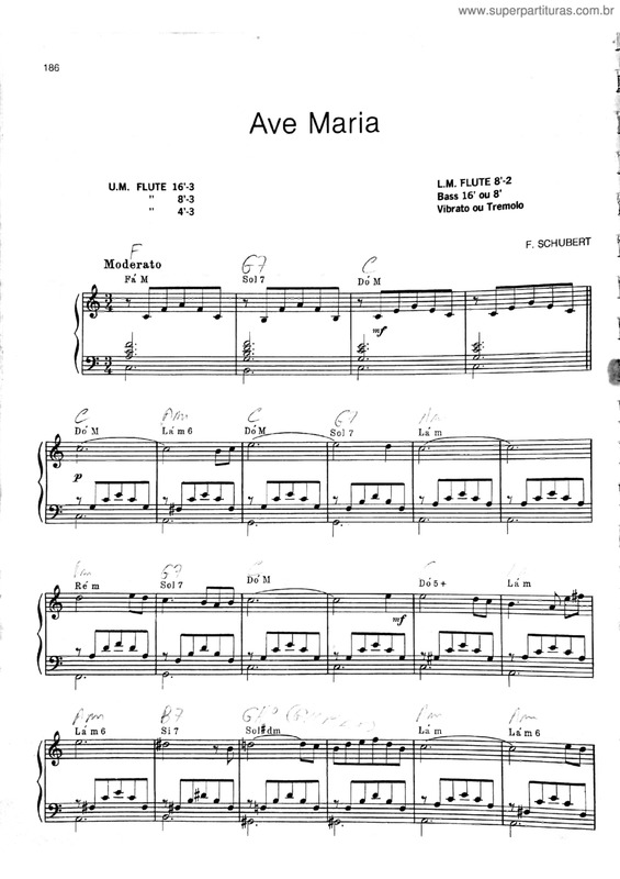 Super Partituras Ave Maria v.92 (F. Schubert), com cifra