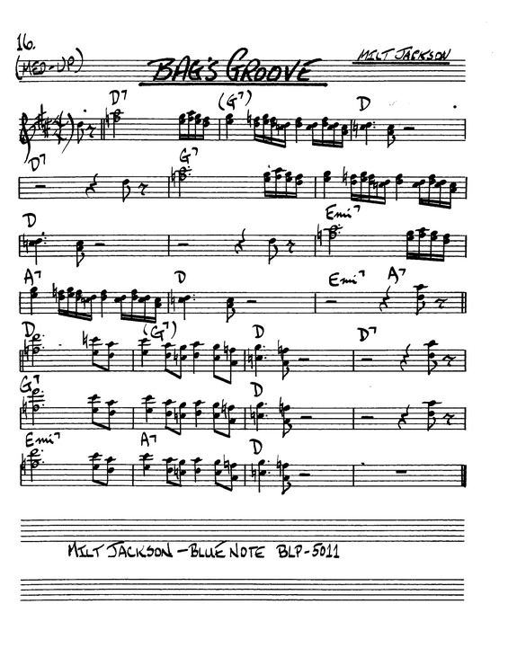 Super Partituras Bags Groove (The Real Book Of Jazz), sem cifra