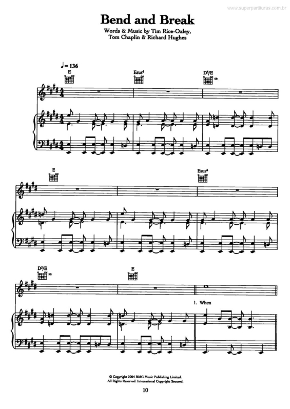 Super Partituras Bend and Break (James Sanger, Keane, Richard Hughes
