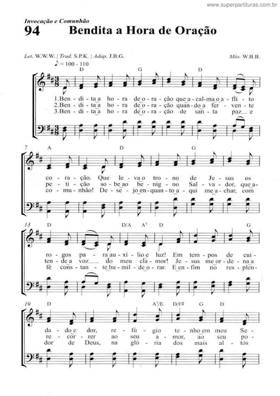Super Partituras Bendita A Hora De Oração (Hinário Maranata), com cifra