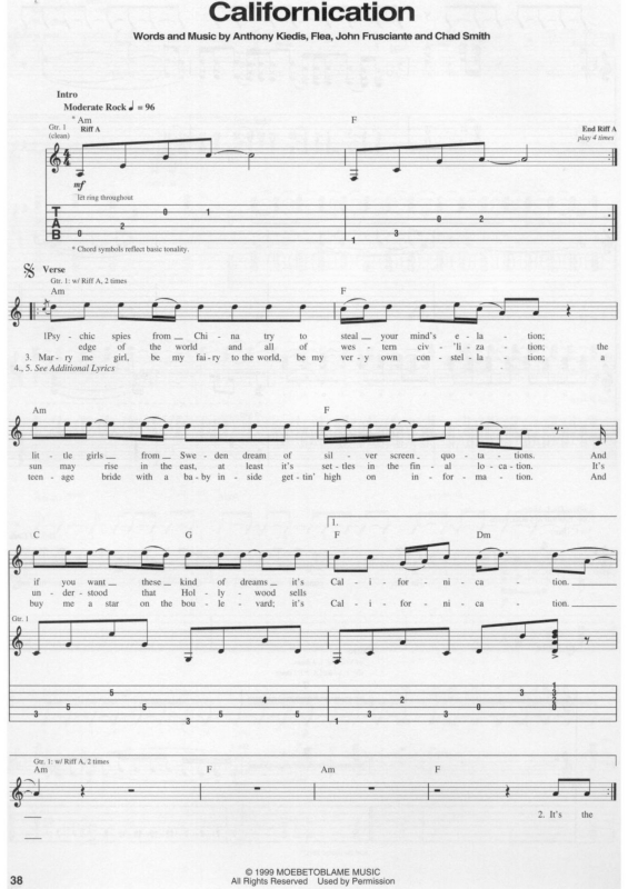 Super Partituras - Partitura da música Californication v.4 (Anthony Kiedis,...