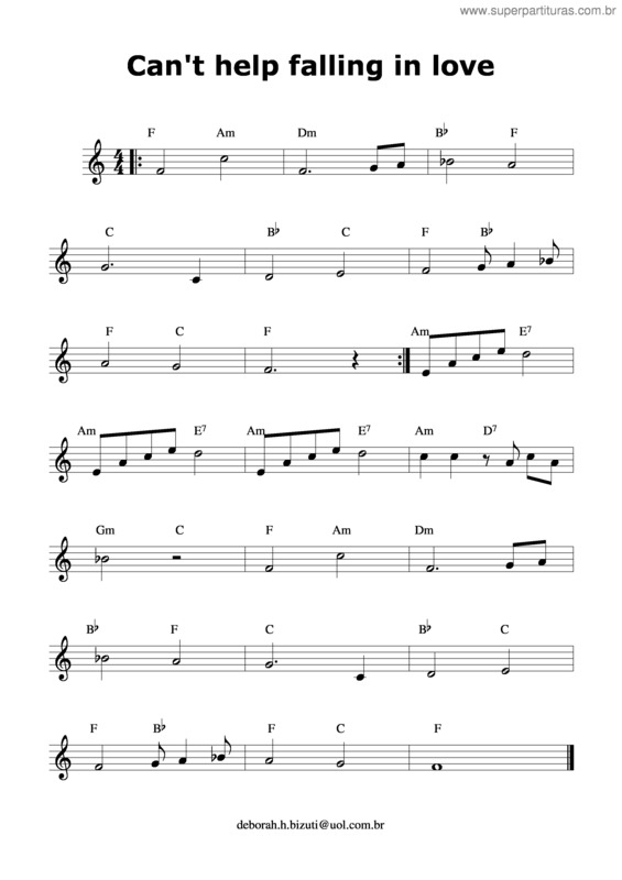 Super Partituras Can`T Help Falling In Love v.4 (Elvis Presley), com