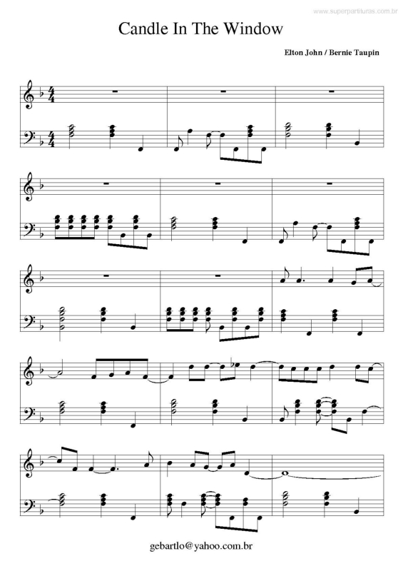 Super Partituras Candle In The Window (Elton John, Bernie Taupin)