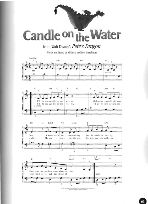 Super Partituras Candle On The Water v.3 (Walt Disney), com cifra