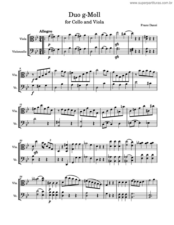 Super Partituras - Cello Viola Duet, Op.9, No.2 (Franz Danzi)