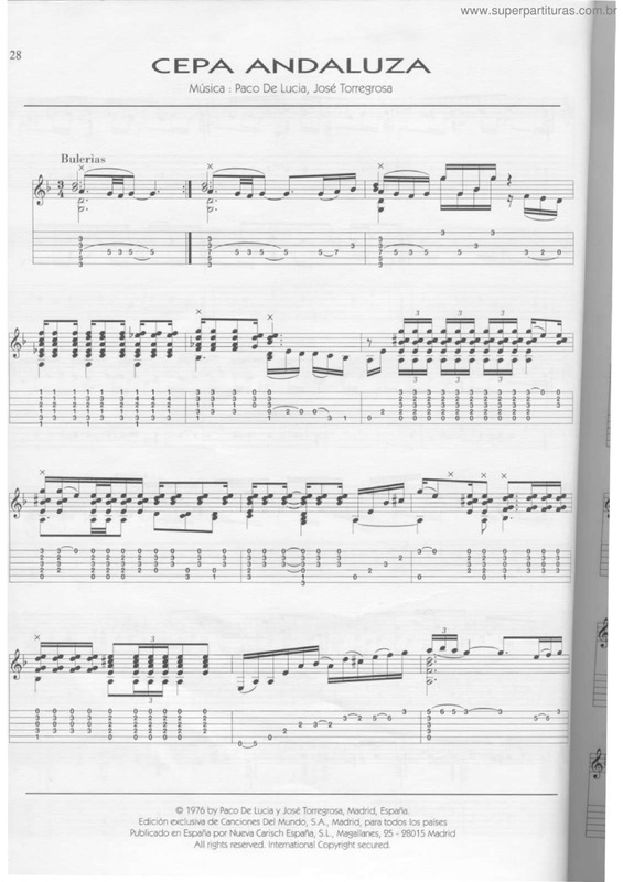 Super Partituras Cepa Andaluza (Paco de Lucía), com cifra
