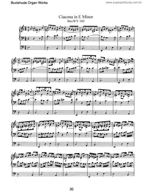 Super Partituras Ciacona in E minor (Dieterich Buxtehude), sem cifra