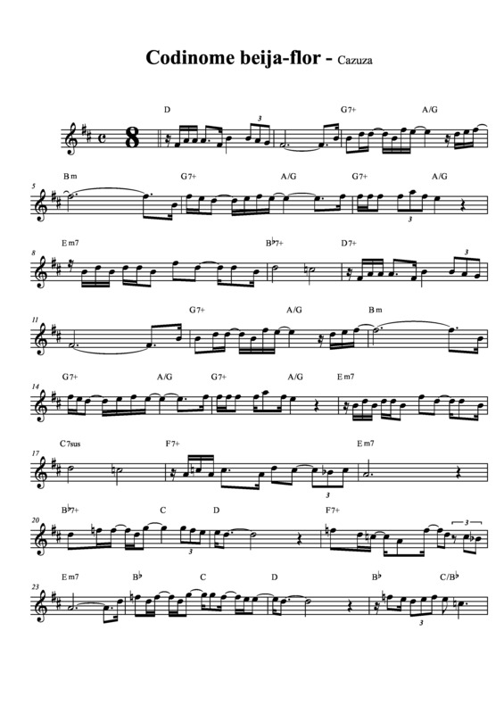 Super Partituras - Codinome Beija-flor v.6 (Cazuza), sem cifra