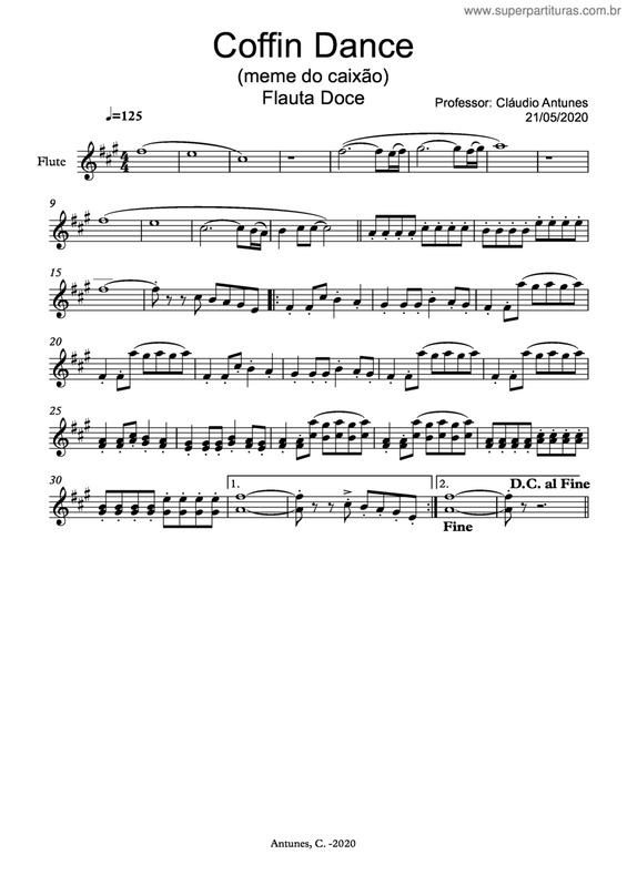 Super Partituras - Coffin Dance - Meme Do Caixão (Andrew Jackson Jihad), sem cifra