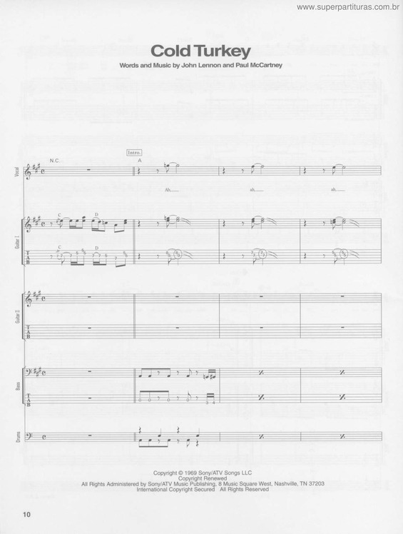 Super Partituras Cold Turkey (John Lennon), com cifra