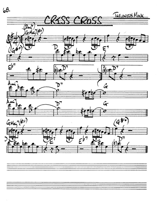 Super Partituras Criss Cross (The Real Book Of Jazz)