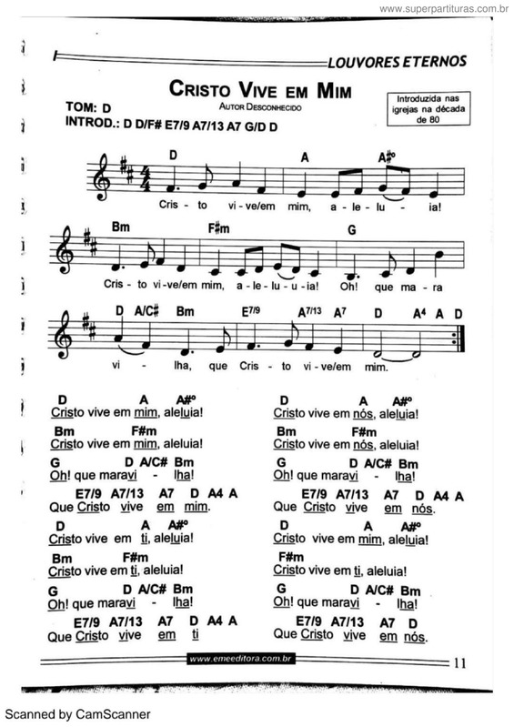 Super Partituras - Cristo Vive Em Mim v.2 ((Desconhecido)), com cifra