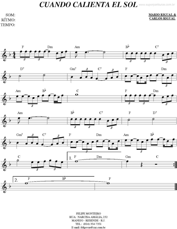 Super Partituras - Cuando Calienta El Sol (Carlos Rigual, Mario Rigual
