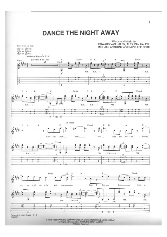 Super Partituras Dance The Night Away (Van Halen), com cifra
