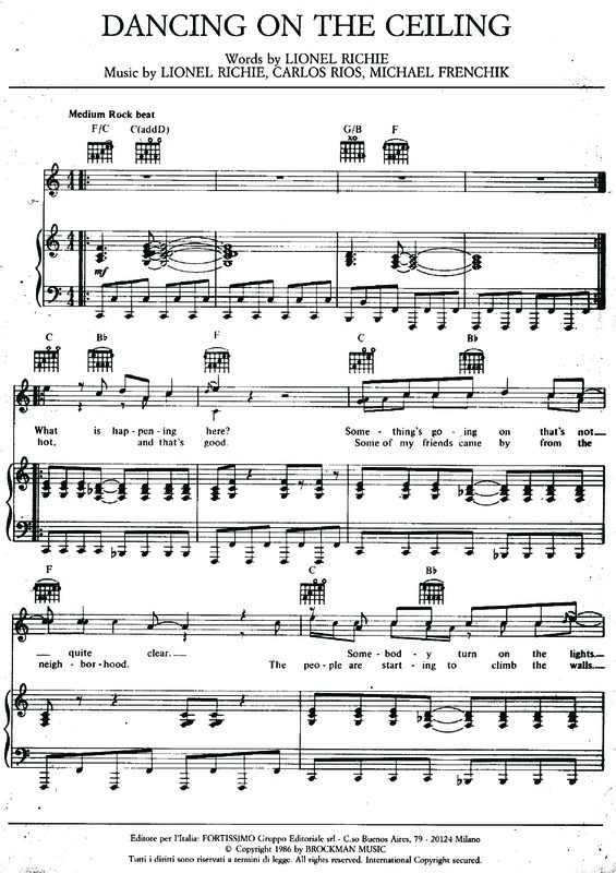 Super Partituras - Dancing On The Ceiling (Lionel Richie), com cifra