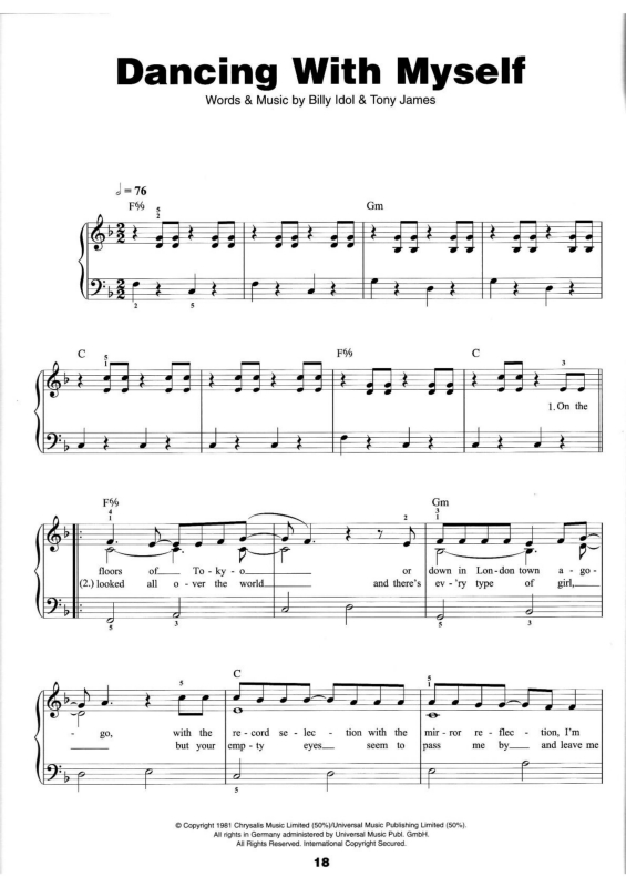 Super Partituras Dancing with Myself (Glee, Billy Idol, Tony James