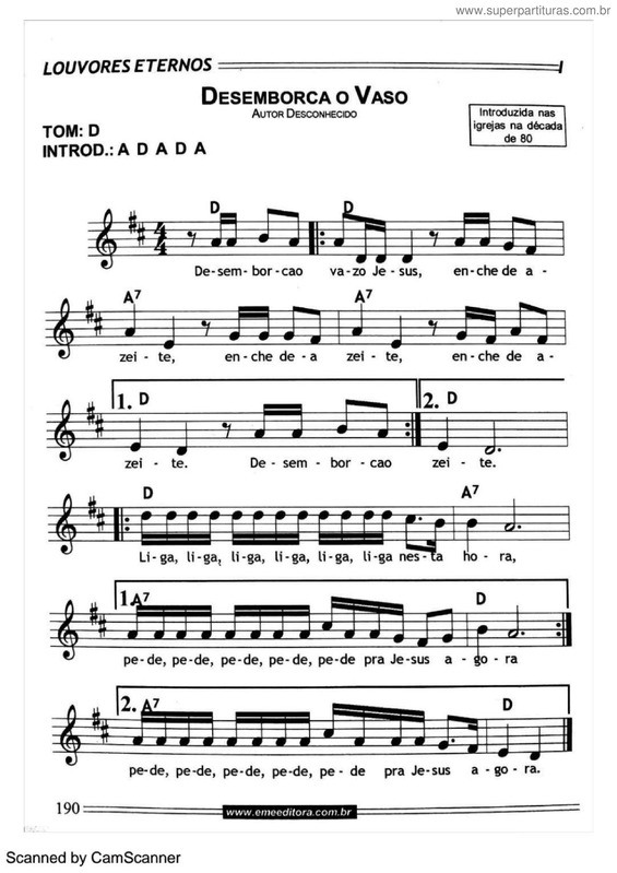 Super Partituras - Desemboca O Vaso ((Desconhecido)), com cifra
