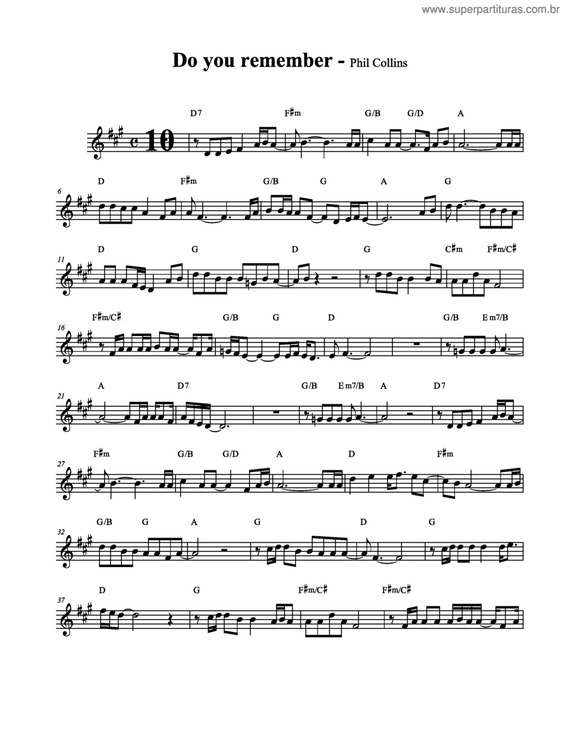 Super Partituras Do You Remember (Phil Collins), com cifra