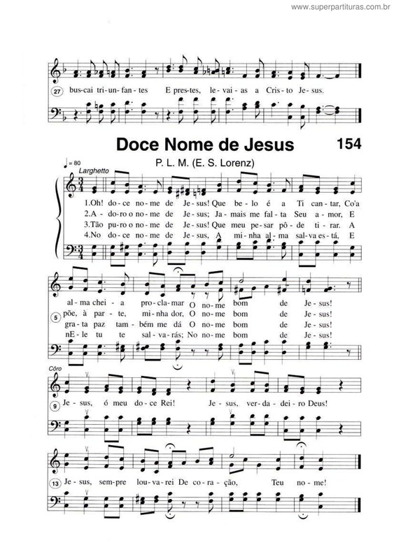 Super Partituras - Doce Nome De Jesus (Harpa Cristã)